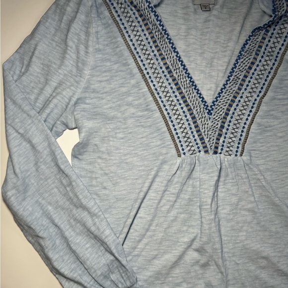 Nic & Zoe blue long sleeve embroidered size small - Picture 3 of 5